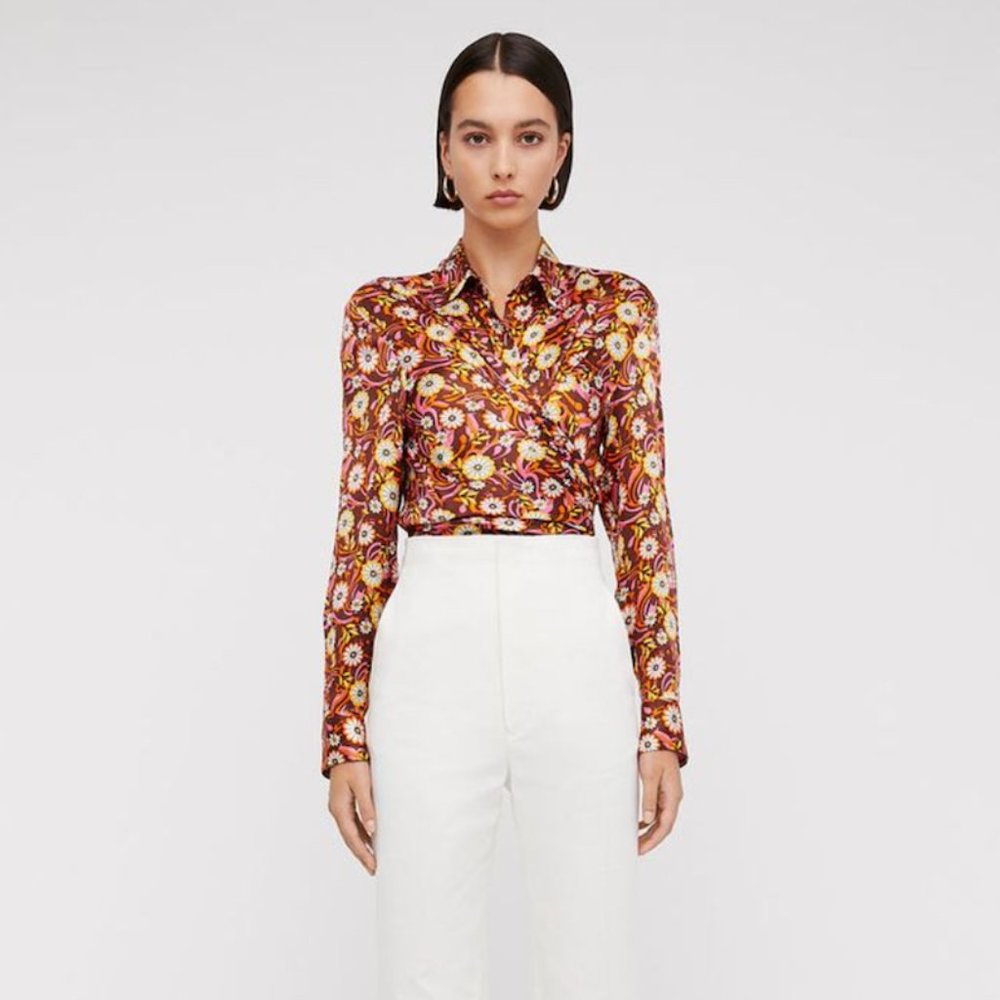 Scanlan Theodore 100% Silk Floral Print Blouse Shirt NEW - XS/AU 6